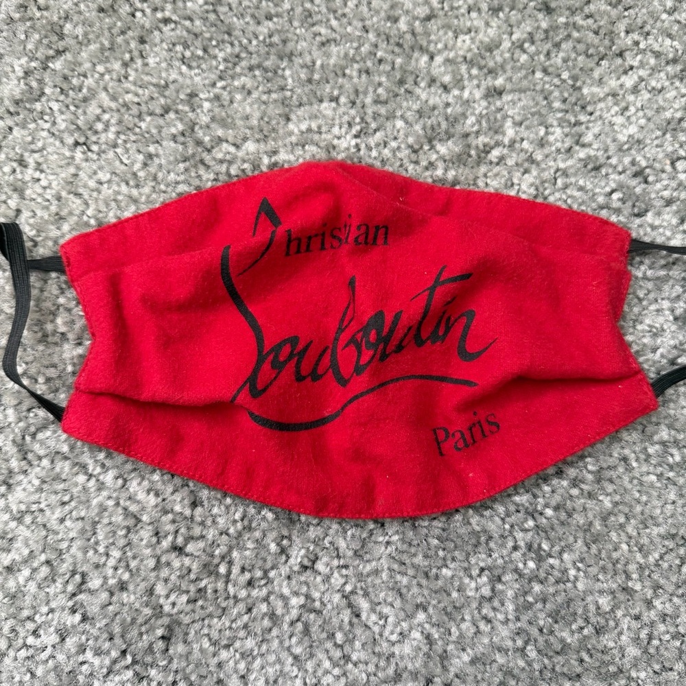 Christian Louboutin Red Face Mask with Black Logo